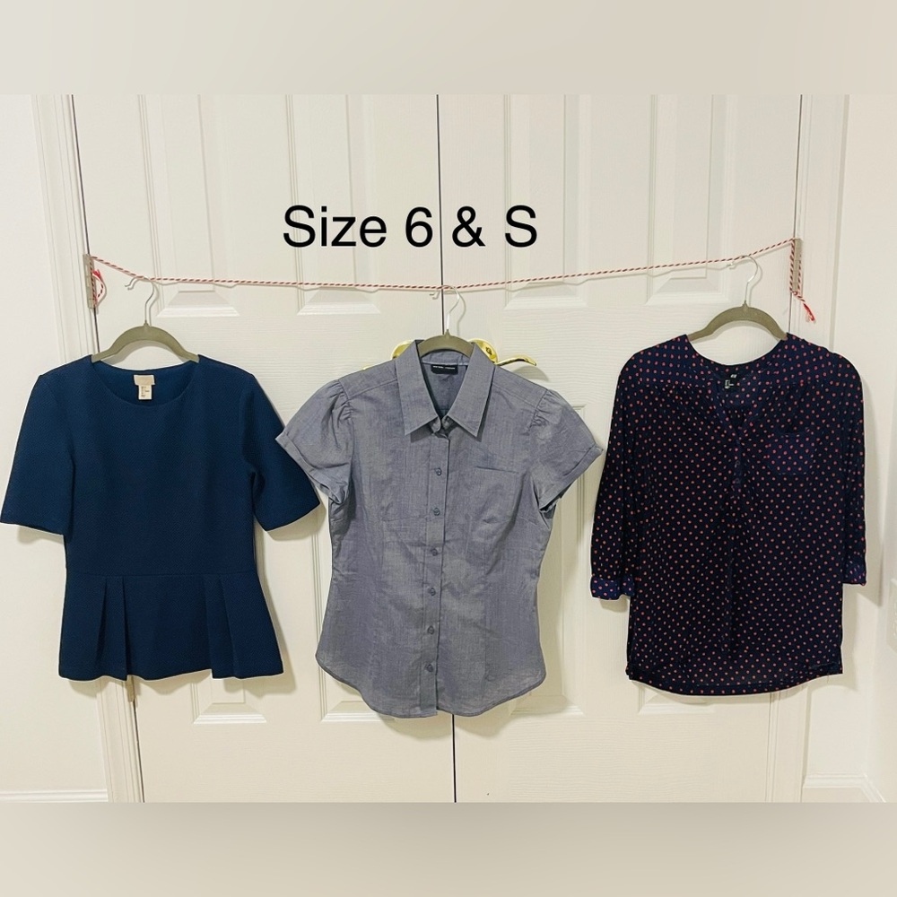 Bundle of 3 Navy, Gray, and Polka Dot Tops (H&M, NY&C)